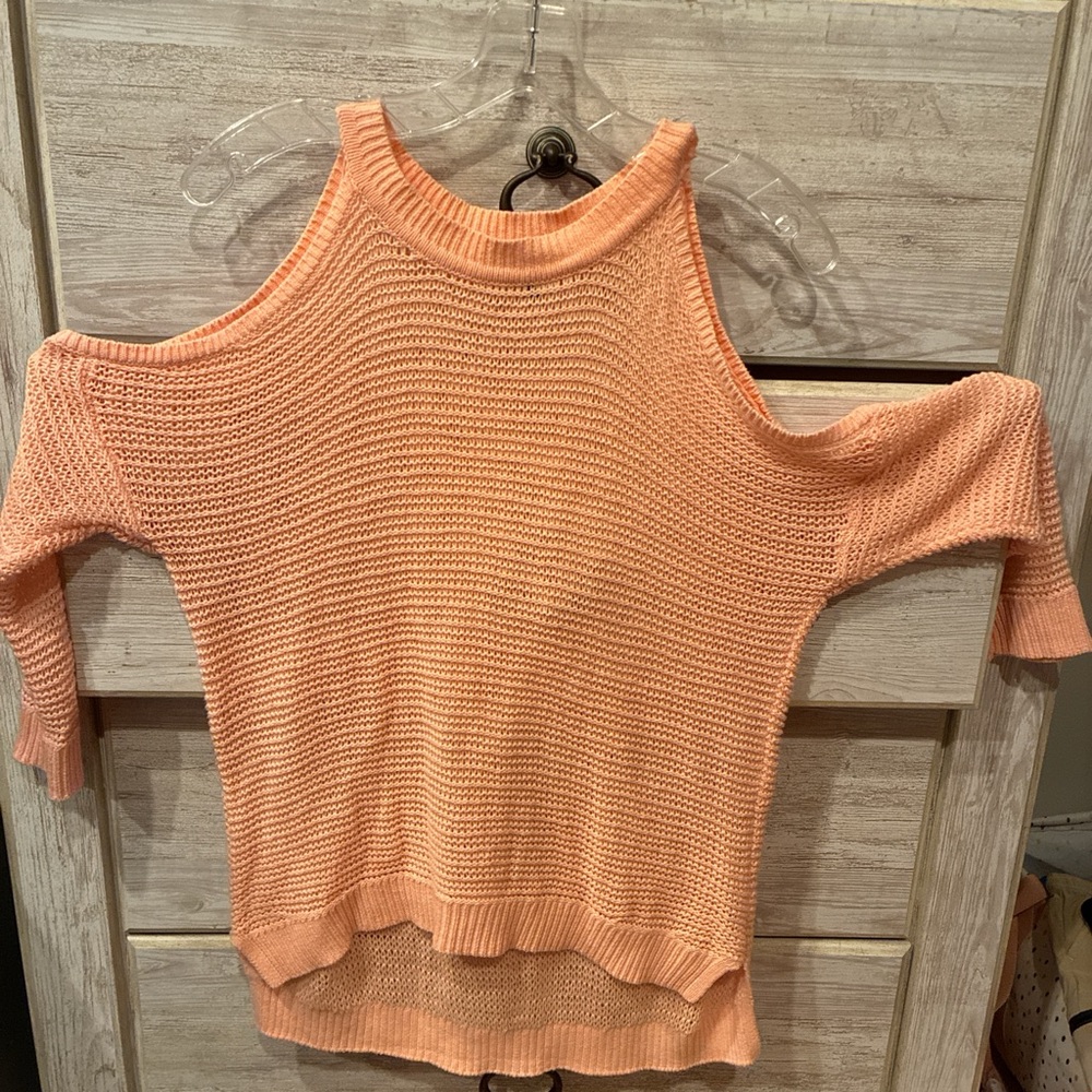 Peach Cold Shoulder Sweater